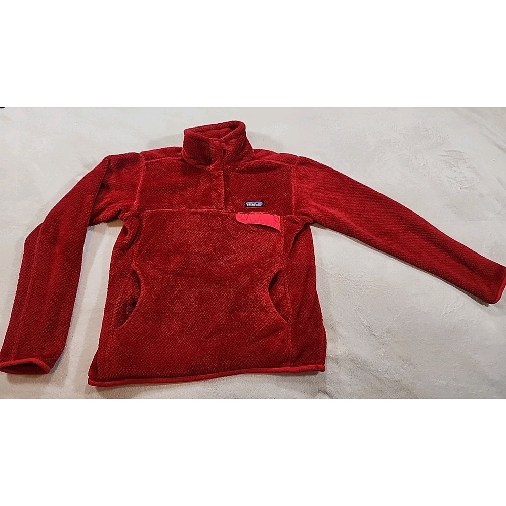 Patagonia Re-Tool Snap-T Fleece Pullover Women's Sz S Red Pocket Kangaroo